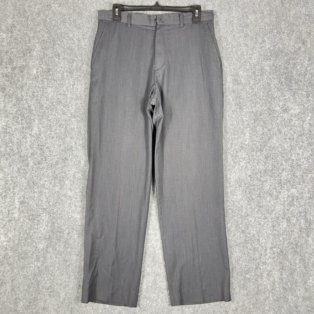 Perry Ellis Mens Dress Pants 30x30 Gray Flat Front Career Office Slacks